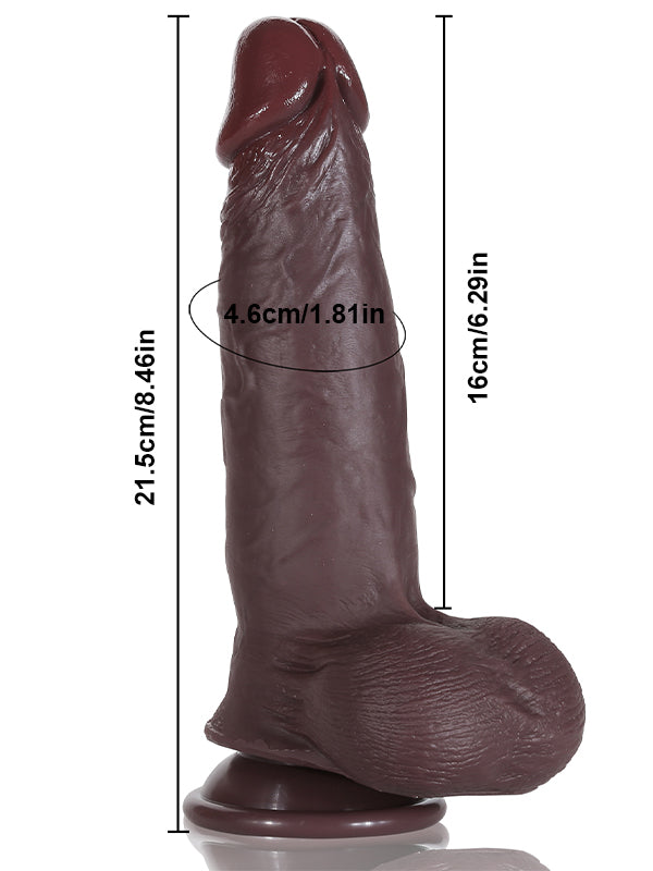 Billy 8 Inch Black Sliding Skin Dildo With Realistic Balls